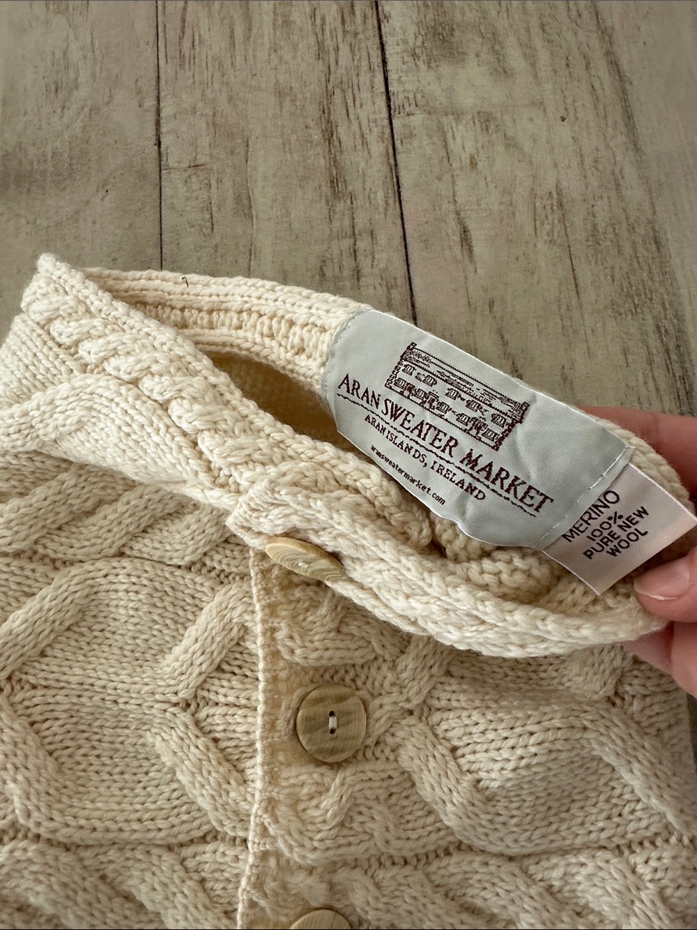 Aran Sweater Market Ladies Aran Merino Buff Cream Ivory - Picture 4 of 6